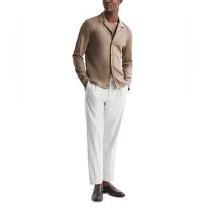 Reiss Cuban collar shirt in color fawn- Medium